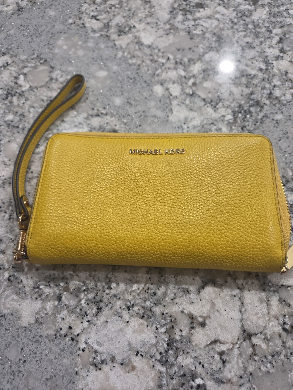 Michael Kors Yellow Leather Wristlet Wallet